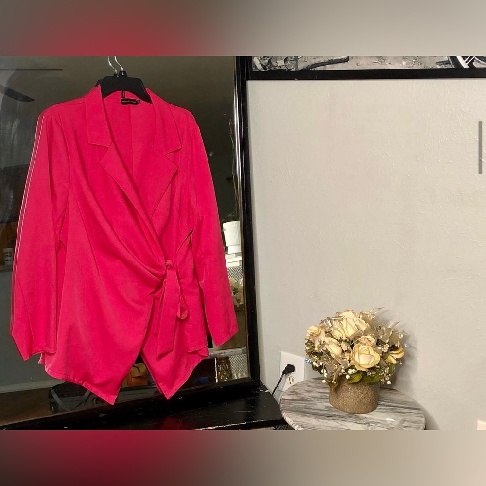 Pink wrapped blazer